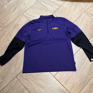 Men's Nike Purple LSU Tigers Coaches Quarter-Zip Pullover Performance Jacket